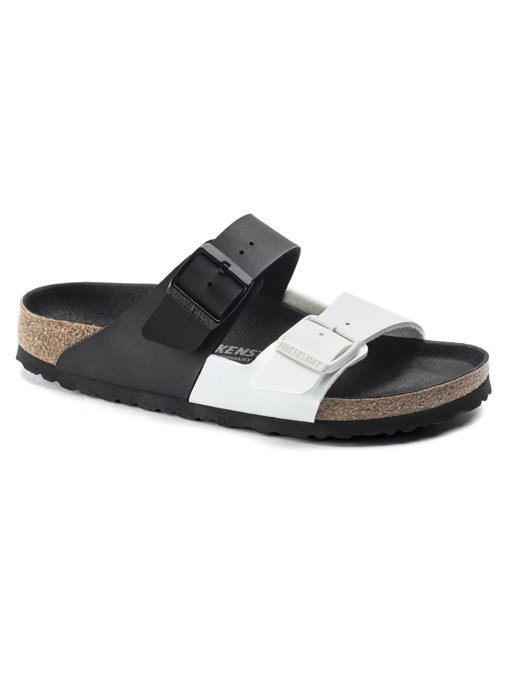 Birkenstock Arizona Two-Tone Black and White Slide Sandal